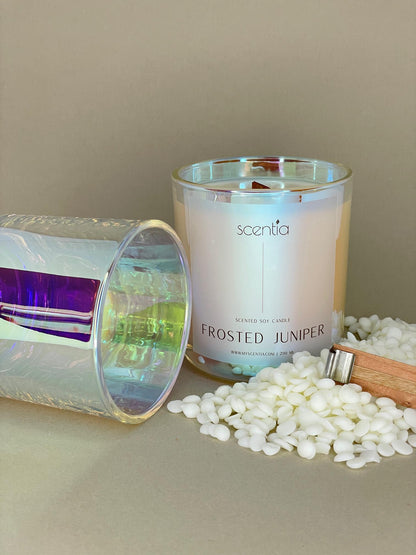 frosted juniper soy wax candle