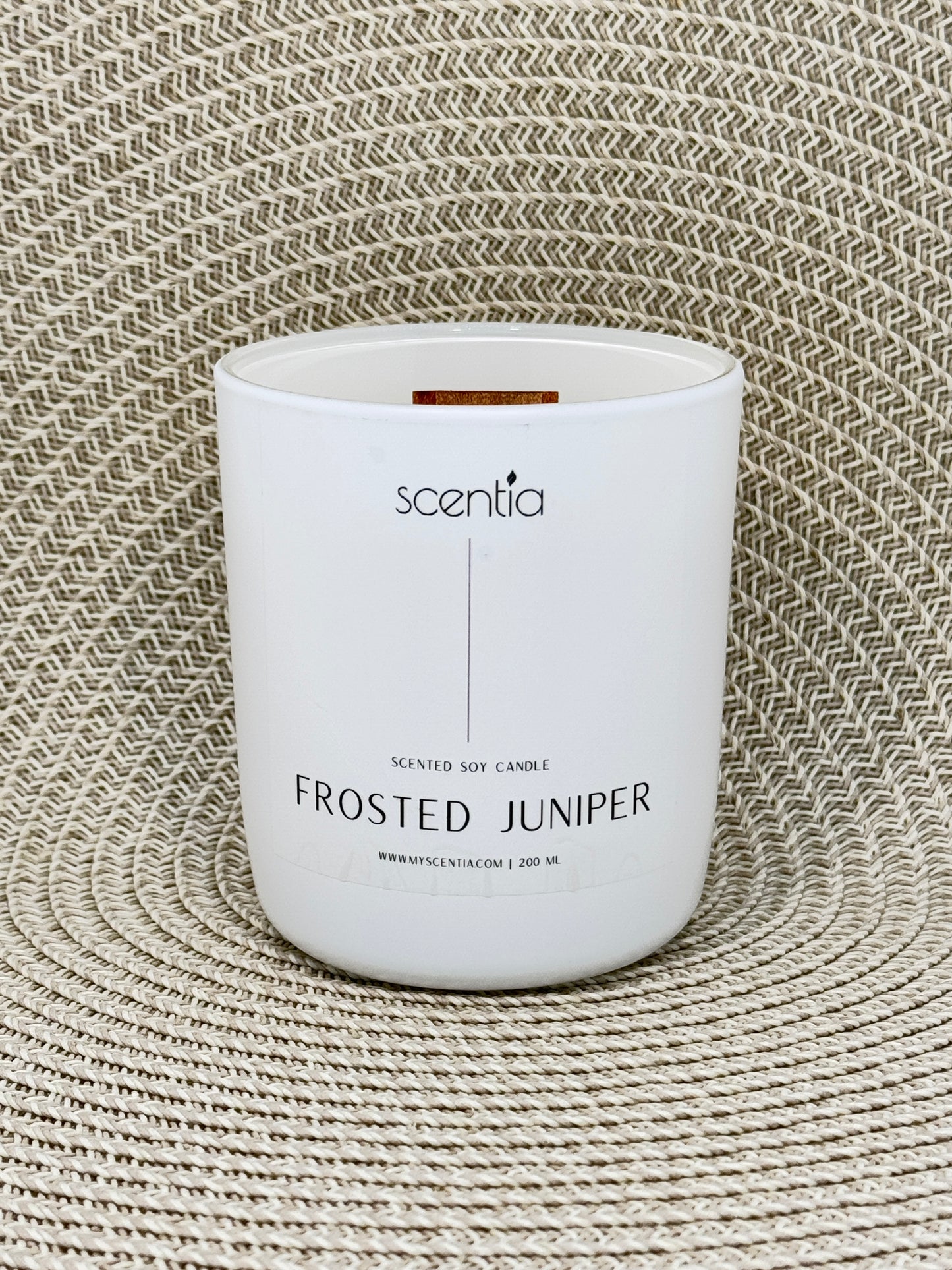 frosted juniper soy wax candle