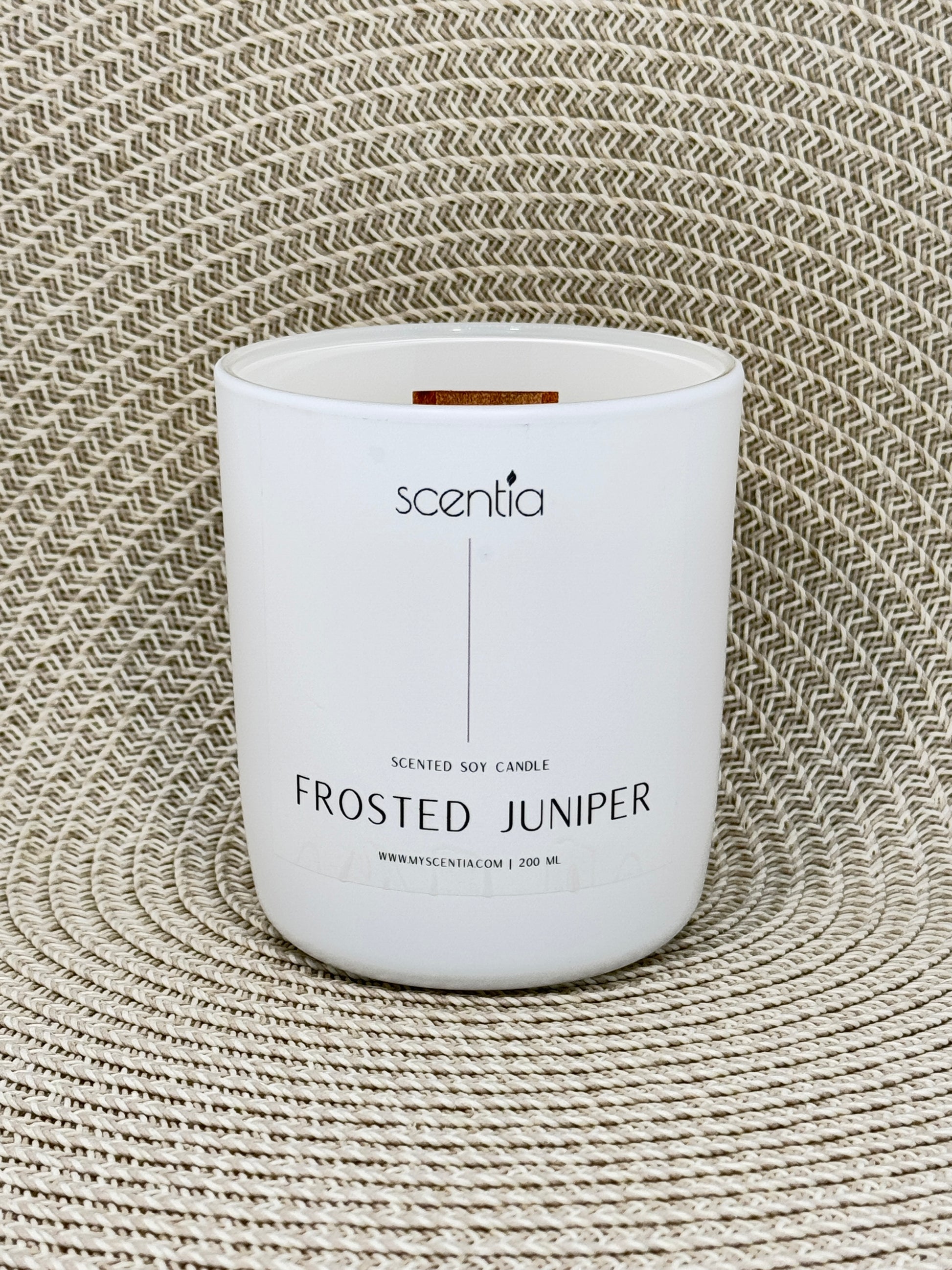 frosted juniper soy wax candle
