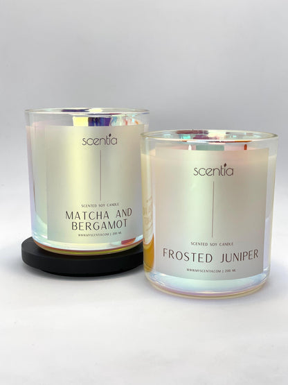 frosted juniper soy wax candle
