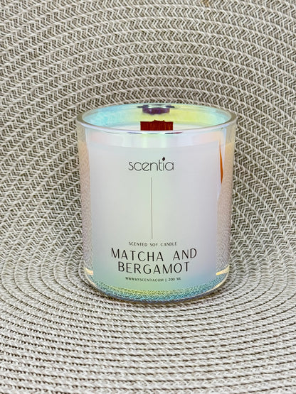 matcha and bergamot soy wax candles